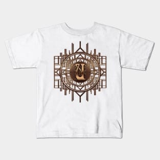 art nouveau monogram u letter alphabetical vintage gifts in antique gold Kids T-Shirt